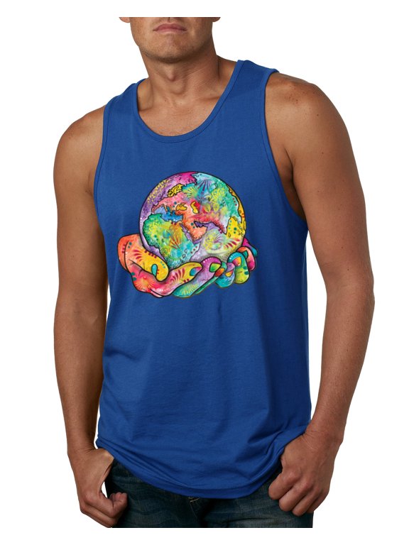 Rainbow Painted I've Got The Whole World Dean Russo Design Inspirational/Christian Men Tank Top, Royal, Medium