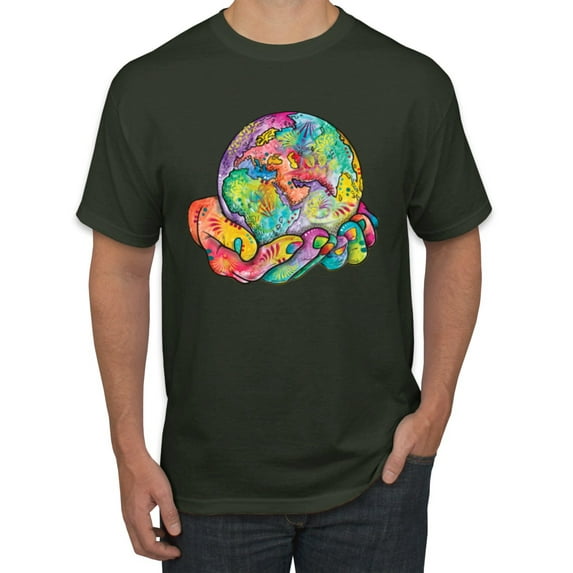 Wild Bobby Rainbow Painted I've Got The Whole World Dean Russo Design Inspirational/Christian Men Tee, Forest Green, XX-Large