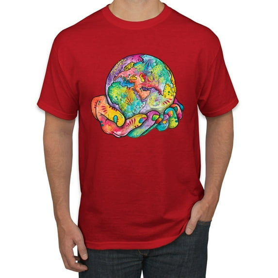 Wild Bobby Rainbow Painted I've Got The Whole World Dean Russo Design Inspirational/Christian Men Tee, Red, X-Large