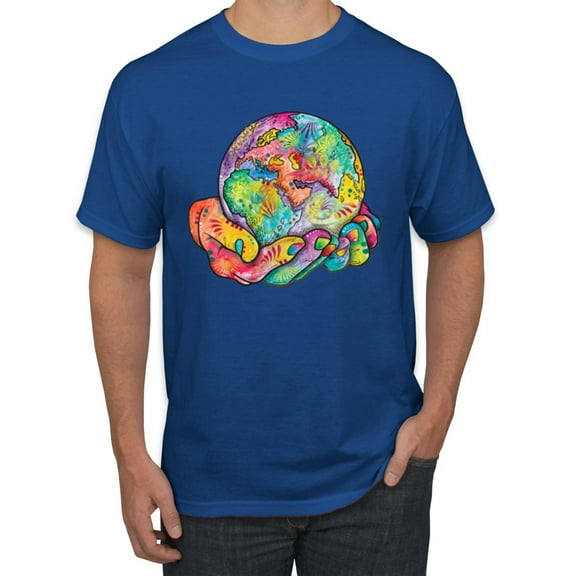 Wild Bobby Rainbow Painted I've Got The Whole World Dean Russo Design Inspirational/Christian Men Tee, Royal, Small