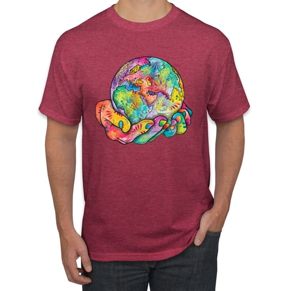 Wild Bobby Rainbow Painted I've Got The Whole World Dean Russo Design Inspirational/Christian Men Tee, Vintage Heather Red, Medium