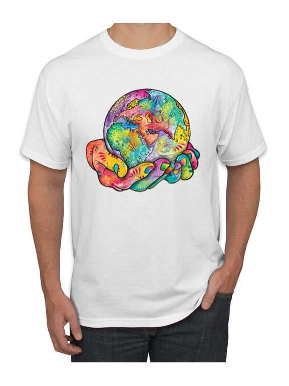 Rainbow Painted I've Got The Whole World Dean Russo Design Inspirational/Christian Men Tee, White, X-Large