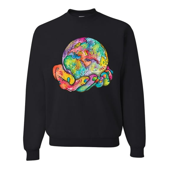 Wild Bobby Rainbow Painted I've Got The Whole World Dean Russo Design Inspirational/Christian Unisex Crewneck Sweatshirt, Black, 3X-Large