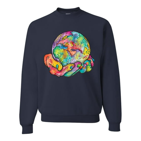 Wild Bobby Rainbow Painted I've Got The Whole World Dean Russo Design Inspirational/Christian Unisex Crewneck Sweatshirt, Navy, XX-Large