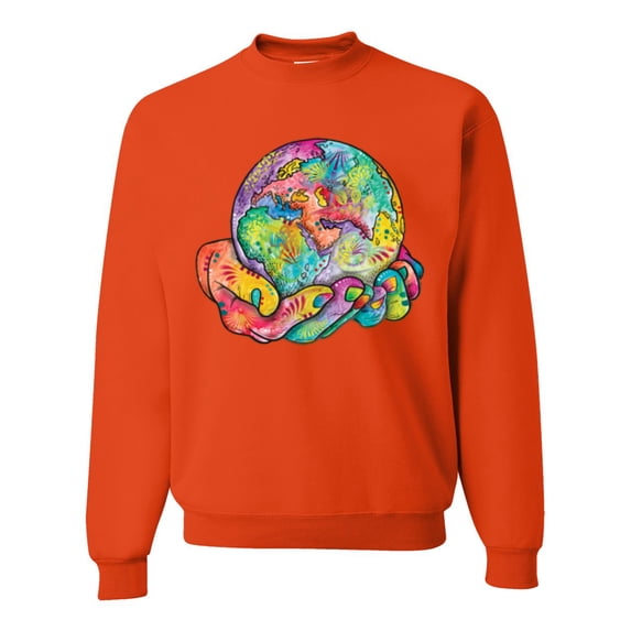 Wild Bobby Rainbow Painted I've Got The Whole World Dean Russo Design Inspirational/Christian Unisex Crewneck Sweatshirt, Orange, Large