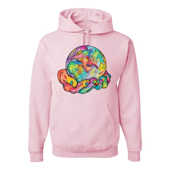 Wild Bobby Rainbow Painted I've Got The Whole World Dean Russo Design Inspirational/Christian Unisex Hoodie Sweatshirt, Light Pink, Small