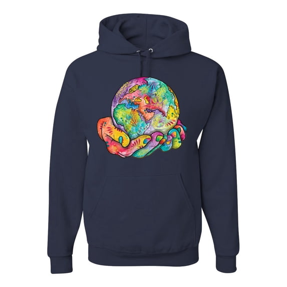 Wild Bobby Rainbow Painted I've Got The Whole World Dean Russo Design Inspirational/Christian Unisex Hoodie Sweatshirt, Navy, 3X-Large