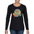 thumbnail image 1 of Wild Bobby Rainbow Painted I've Got The Whole World Dean Russo Design Inspirational/Christian Women Graphic Long Sleeve Tee, Black, Large, 1 of 6