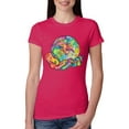 thumbnail image 1 of Wild Bobby Rainbow Painted I've Got The Whole World Dean Russo Design Inspirational/Christian Women Slim Fit Junior Tee, Raspberry, Small, 1 of 6