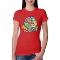 thumbnail image 1 of Wild Bobby Rainbow Painted I've Got The Whole World Dean Russo Design Inspirational/Christian Women Slim Fit Junior Tee, Red, XX-Large, 1 of 6