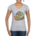 thumbnail image 1 of Wild Bobby Rainbow Painted I've Got The Whole World Dean Russo Design Inspirational/Christian Women Standard V-Neck Tee, Heather Grey, Small, 1 of 6