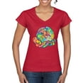 thumbnail image 1 of Wild Bobby Rainbow Painted I've Got The Whole World Dean Russo Design Inspirational/Christian Women Standard V-Neck Tee, Red, Small, 1 of 6
