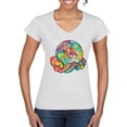 thumbnail image 1 of Wild Bobby Rainbow Painted I've Got The Whole World Dean Russo Design Inspirational/Christian Women Standard V-Neck Tee, White, XX-Large, 1 of 6
