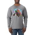 thumbnail image 1 of Wild Bobby Rainbow Painted Manatee Dean Russo Design Animal Lover Men Long Sleeve Shirt, Heather Grey, X-Large, 1 of 6