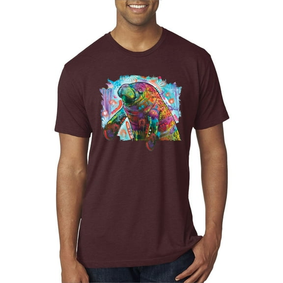 Wild Bobby Rainbow Painted Manatee Dean Russo Design Animal Lover Men Premium Tri Blend Tee, Cardinal, Small