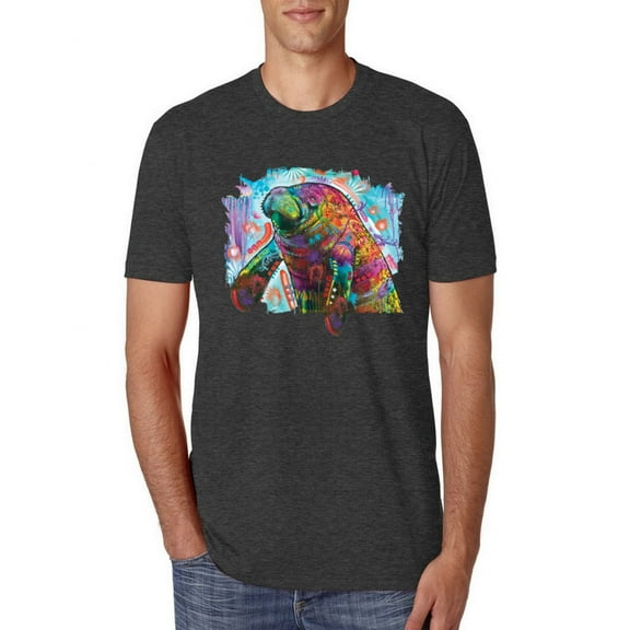 Wild Bobby Rainbow Painted Manatee Dean Russo Design Animal Lover Men Premium Tri Blend Tee, Vintage Black, XX-Large
