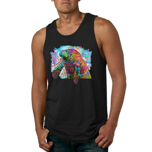 Wild Bobby Rainbow Painted Manatee Dean Russo Design Animal Lover Men Tank Top, Black, Small