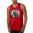 thumbnail image 1 of Wild Bobby Rainbow Painted Manatee Dean Russo Design Animal Lover Men Tank Top, Red, Small, 1 of 6