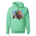thumbnail image 1 of Wild Bobby Rainbow Painted Manatee Dean Russo Design Animal Lover Unisex Hoodie Sweatshirt, Mint, Small, 1 of 6