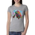 thumbnail image 1 of Wild Bobby Rainbow Painted Manatee Dean Russo Design Animal Lover Women Slim Fit Junior Tee, Heather Grey, Large, 1 of 6