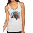 thumbnail image 1 of Wild Bobby Rainbow Painted Manatee Dean Russo Design Animal Lover Women Tri-Blend Racerback Tank Top, Heather White, Small, 1 of 6