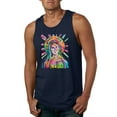thumbnail image 1 of Wild Bobby Rainbow Painted Mother Mary Dean Russo Design Inspirational/Christian Men Tank Top, Navy, XX-Large, 1 of 6