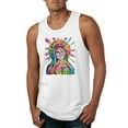 thumbnail image 1 of Wild Bobby Rainbow Painted Mother Mary Dean Russo Design Inspirational/Christian Men Tank Top, White, X-Large, 1 of 6