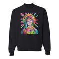 thumbnail image 1 of Wild Bobby Rainbow Painted Mother Mary Dean Russo Design Inspirational/Christian Unisex Crewneck Sweatshirt, Black, Small, 1 of 6