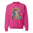 thumbnail image 1 of Wild Bobby Rainbow Painted Mother Mary Dean Russo Design Inspirational/Christian Unisex Crewneck Sweatshirt, Fuschia, Large, 1 of 6