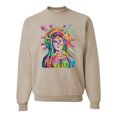 thumbnail image 1 of Wild Bobby Rainbow Painted Mother Mary Dean Russo Design Inspirational/Christian Unisex Crewneck Sweatshirt, Sandstone, Large, 1 of 6