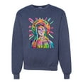 thumbnail image 1 of Wild Bobby Rainbow Painted Mother Mary Dean Russo Design Inspirational/Christian Unisex Crewneck Sweatshirt, Vintage Heather Navy, 3X-Large, 1 of 6