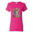 thumbnail image 1 of Wild Bobby Rainbow Painted Mother Mary Dean Russo Design Inspirational/Christian Women Graphic Tee, Fuschia, Small, 1 of 6