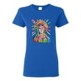 thumbnail image 1 of Wild Bobby Rainbow Painted Mother Mary Dean Russo Design Inspirational/Christian Women Graphic Tee, Royal, Large, 1 of 6