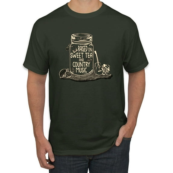 Wild Bobby, Raised On Sweet Tea & Country Music, Pop Culture, Men Graphic Tee, Forest Green, 3X-Large