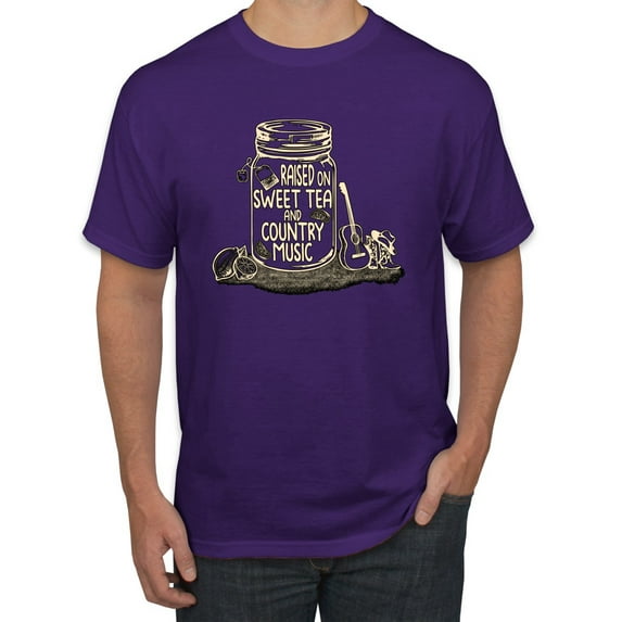 Wild Bobby, Raised On Sweet Tea & Country Music, Pop Culture, Men Graphic Tee, Purple, Small