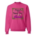thumbnail image 1 of Wild Bobby, Raised On Sweet Tea & Jesus, Inspirational Christian, Unisex Crewneck Graphic Sweatshirt, Fuschia, Large, 1 of 5