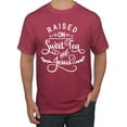 thumbnail image 1 of Wild Bobby Raised on Sweet Tea and Jesus Inspirational/Christian Men Graphic Tee, Vintage Heather Red, Large, 1 of 5