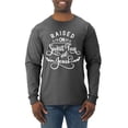 thumbnail image 1 of Wild Bobby Raised on Sweet Tea and Jesus Inspirational/Christian Men Long Sleeve Shirt, Heather Black, 3X-Large, 1 of 5