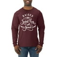 thumbnail image 1 of Wild Bobby Raised on Sweet Tea and Jesus Inspirational/Christian Men Long Sleeve Shirt, Maroon, Small, 1 of 5