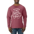 thumbnail image 1 of Wild Bobby Raised on Sweet Tea and Jesus Inspirational/Christian Men Long Sleeve Shirt, Vintage Heather Red, Small, 1 of 5