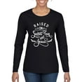 thumbnail image 1 of Wild Bobby Raised on Sweet Tea and Jesus Inspirational/Christian Women Graphic Long Sleeve Tee, Black, Small, 1 of 5
