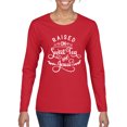 thumbnail image 1 of Wild Bobby Raised on Sweet Tea and Jesus Inspirational/Christian Women Graphic Long Sleeve Tee, Red, Large, 1 of 5