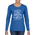 thumbnail image 1 of Wild Bobby Raised on Sweet Tea and Jesus Inspirational/Christian Women Graphic Long Sleeve Tee, Royal, Small, 1 of 5