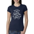thumbnail image 1 of Wild Bobby Raised on Sweet Tea and Jesus Inspirational/Christian Women Slim Fit Junior Tee, Navy, X-Large, 1 of 5