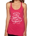 thumbnail image 1 of Wild Bobby Raised on Sweet Tea and Jesus Inspirational/Christian Women Tri-Blend Racerback Tank Top, Shocking Pink, Small, 1 of 5