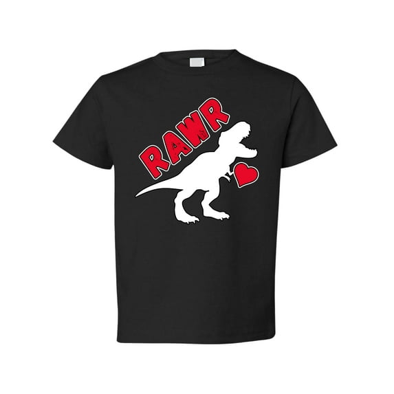 Wild Bobby Rawr Cute T-Rex Dinosaur Valentine's Day Red Heart T Rex Dino Dinosaurs Baby Clothes 1st Valentines Day Toddler Crew Graphic T-Shirt