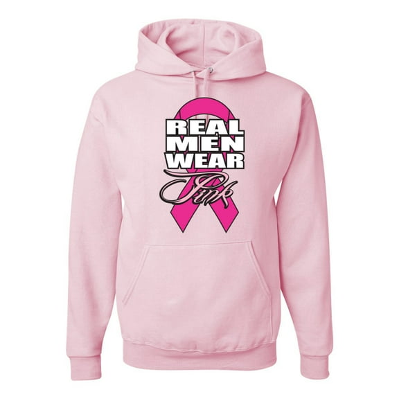 Wild Bobby, Real Men Wear Pink Awareness Unisex Graphic Hoodie Sweatshirt, Light Pink, Large