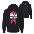 thumbnail image 1 of Wild Bobby, Real Men Wear Pink, Breast Cancer Awareness, Front and Back Graphic Zip Up Hoodie Sweatshirt, Black, XX-Large, 1 of 4