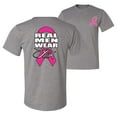 thumbnail image 1 of Wild Bobby, Real Men Wear Pink, Breast Cancer Awareness, Front and Back Men Graphic Tee, Heather Grey, 5X-Large, 1 of 4
