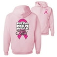 thumbnail image 1 of Wild Bobby, Real Men Wear Pink, Breast Cancer Awareness, Front and Back Unisex Graphic Hoodie Sweatshirt, Light Pink, X-Large, 1 of 4